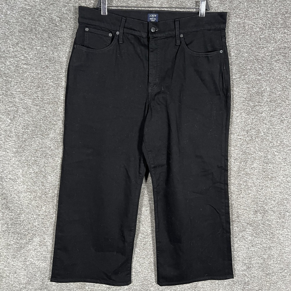 J.Crew Wide-Leg Crop Jeans Mens 34x24 Black Stretch Denim Pants Casual‎